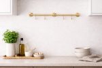 Brass Wall Rail with S Hooks – Kitchen Hanging Organizer Bar - Image 2