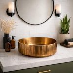 Hammered Copper Round Vessel Sink – Antique Gold Finish - Image 4