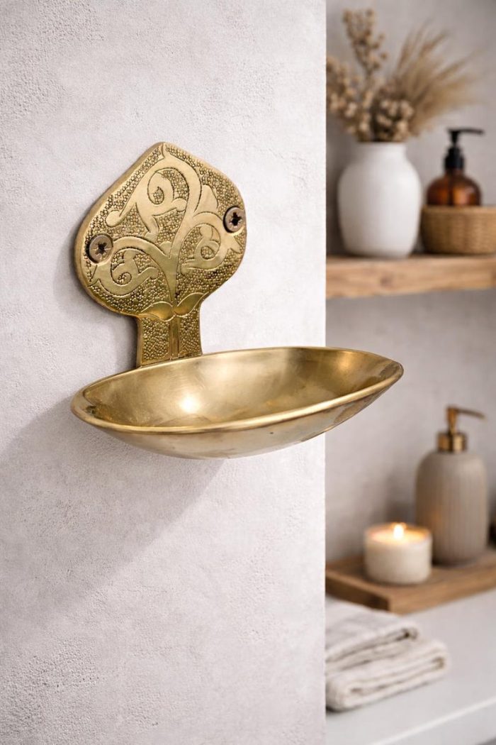 Handcrafted Brass Wall-Mounted Soap Dish – Moroccan Engraved Soap Holder for Bathroom - Image 4