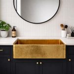 Hammered Brass Apron Front Sink – Gold Farmhouse Basin