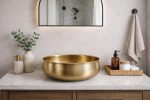 Hammered Brass Round Vessel Sink – Gold Bathroom Bowl Basin