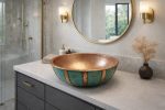 Turquoise Patina Copper Vessel Sink – Hammered Bowl Basin