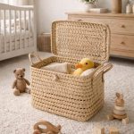 Baúl pequeño de mimbre 30 cm – caja de almacenaje y juguetes