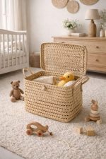 Small Wicker Storage Chest 30 cm – Toy Box and Organizer
