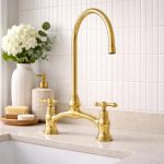 Luxury Gold Sink Faucet – Classic Bridge Style with Crosshead Handles