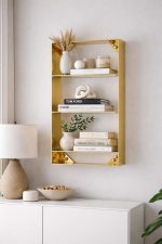 Wall Mounted Brass Bathroom Shelf – Gold Floating Storage Rack - Image 5