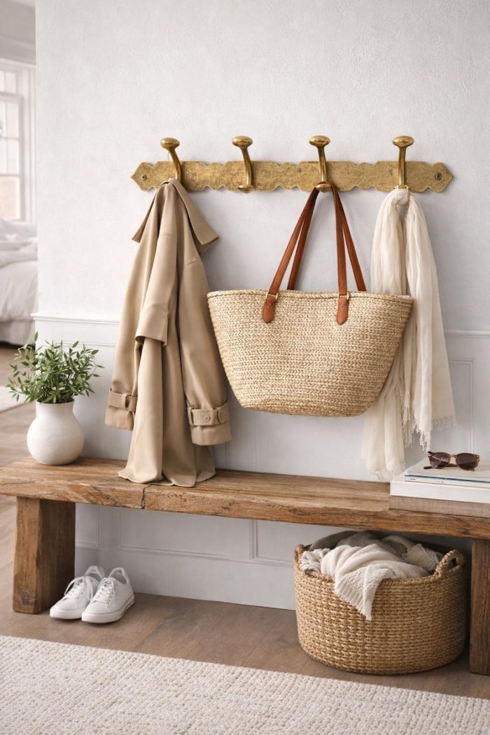 Vintage Brass Wall Hook Rack – Hook Coat & Bag Hanger - Image 4