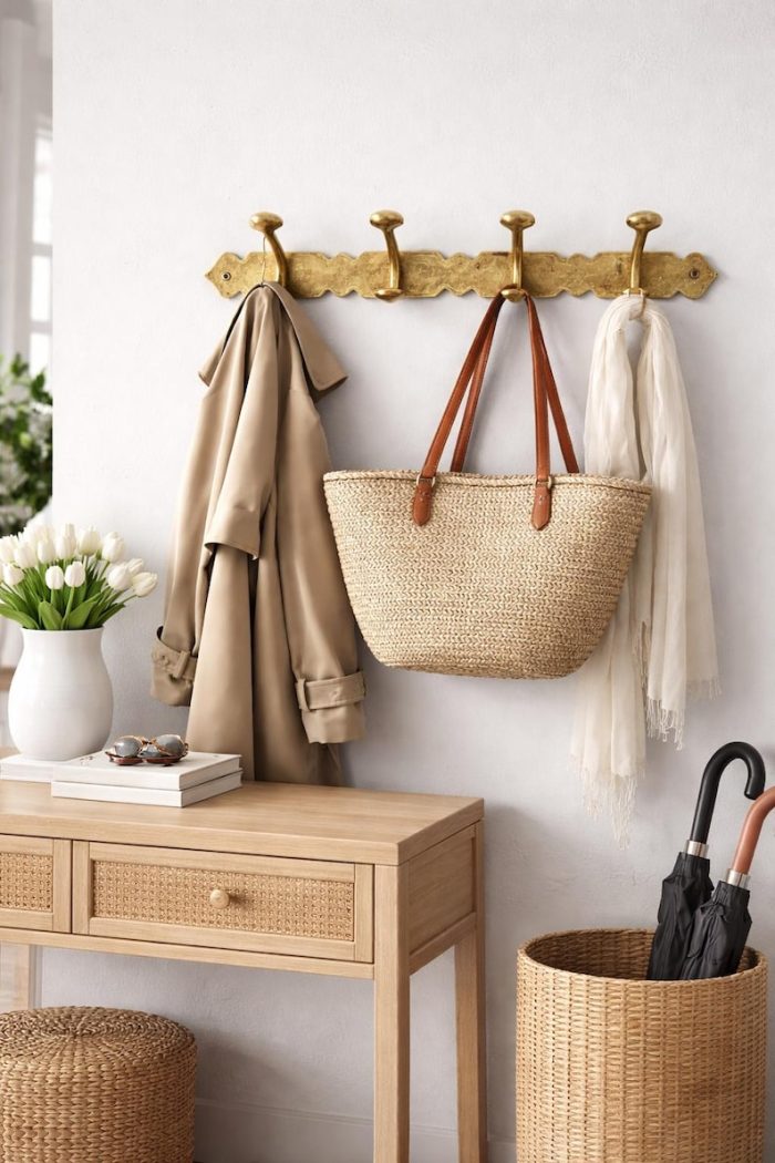 Vintage Brass Wall Hook Rack – Hook Coat & Bag Hanger - Image 3