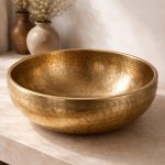 Golden Hammered Copper Round Vessel Sink