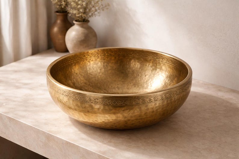 il_794xN.7649598791_qkya Golden Hammered Copper Round Vessel Sink - Image 1