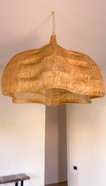 Sculptural Raffia Pendant Light – Handmade Moroccan Wavy Ceiling Lamp
