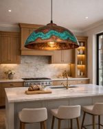 Handcrafted Aged Copper Dome Pendant