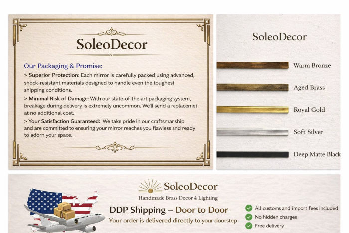 Handcrafted Organic Brass Mirror – Sculptural Gold Frame Bathroom Wall Mirror - Image 5