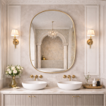 Handmade Moroccan Brass Arched Mirror | Gold Frame Bathroom Mirror