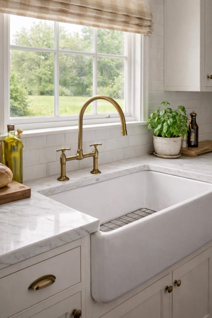 Handcrafted Aged Brass Bridge Kitchen Faucet with Side Sprayer and Sink Drain - Image 2