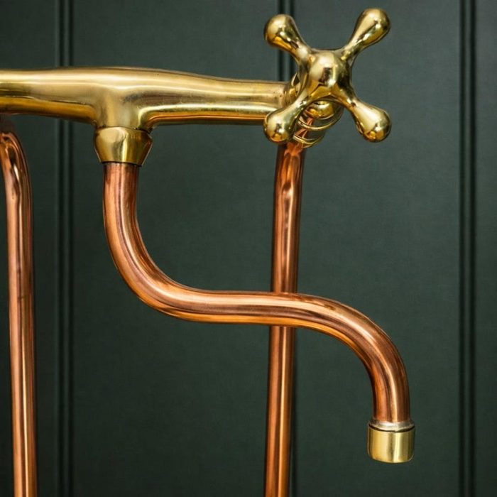 Unlacquered Brass Kitchen Faucet – Handmade Moroccan Bridge Faucet with Long Legs - Image 3