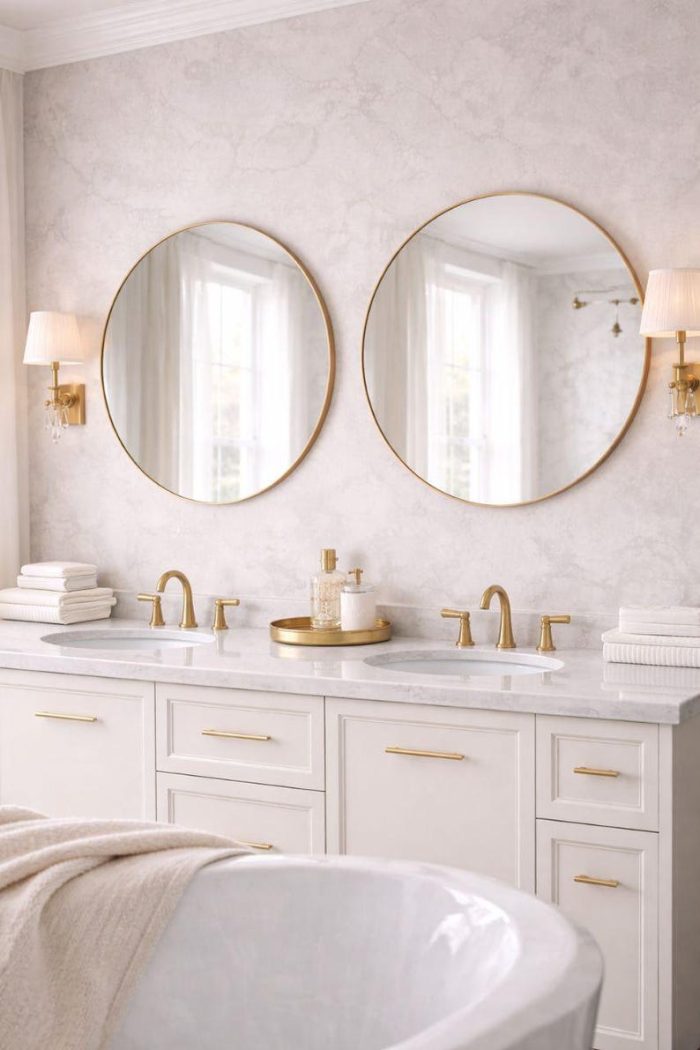 Handmade Round Brass Wall Mirror | Minimalist Home Decor - Image 3