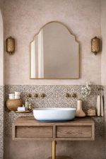 Handcrafted Arched Brass Mirror – Elegant Gold Frame Bathroom & Vanity Mirror - Image 2