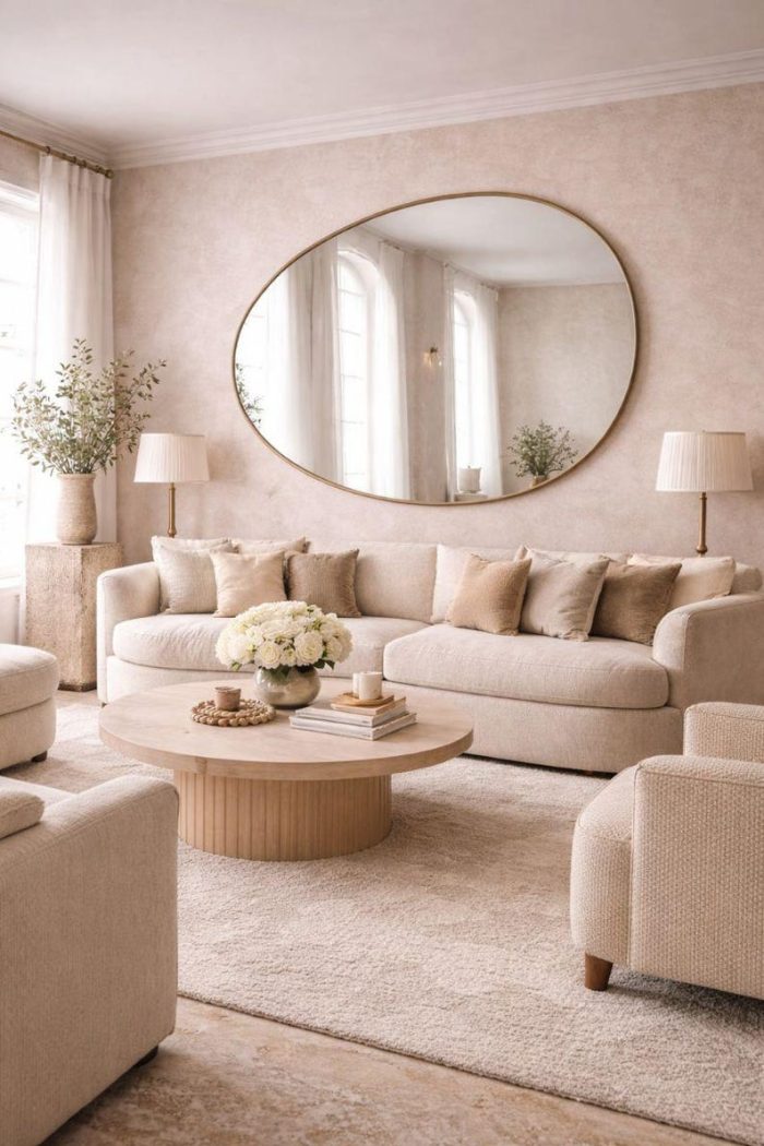 Handcrafted Oval Brass Mirror – Large Gold Frame Wall Mirror for Living Room & Entryway - Image 3