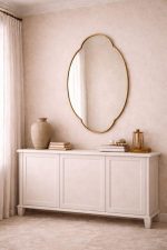 Handcrafted Decorative Arched Brass Mirror – Gold Frame Wall Mirror for Living Room & Entryway - Image 2