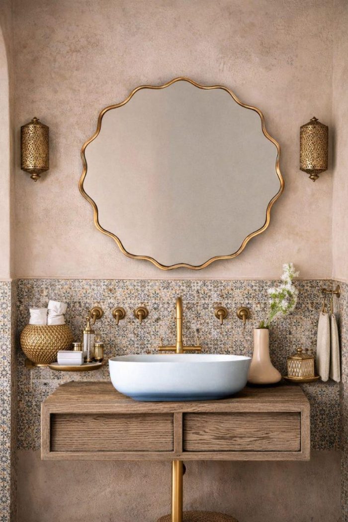 Handmade Round Brass Wall Mirror | Minimalist Home Decor - Image 2