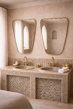 Handcrafted Organic Brass Mirror – Sculptural Gold Frame Bathroom Wall Mirror - Image 6