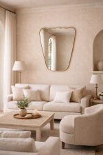 Handcrafted Organic Brass Mirror – Sculptural Gold Frame Bathroom Wall Mirror - Image 8