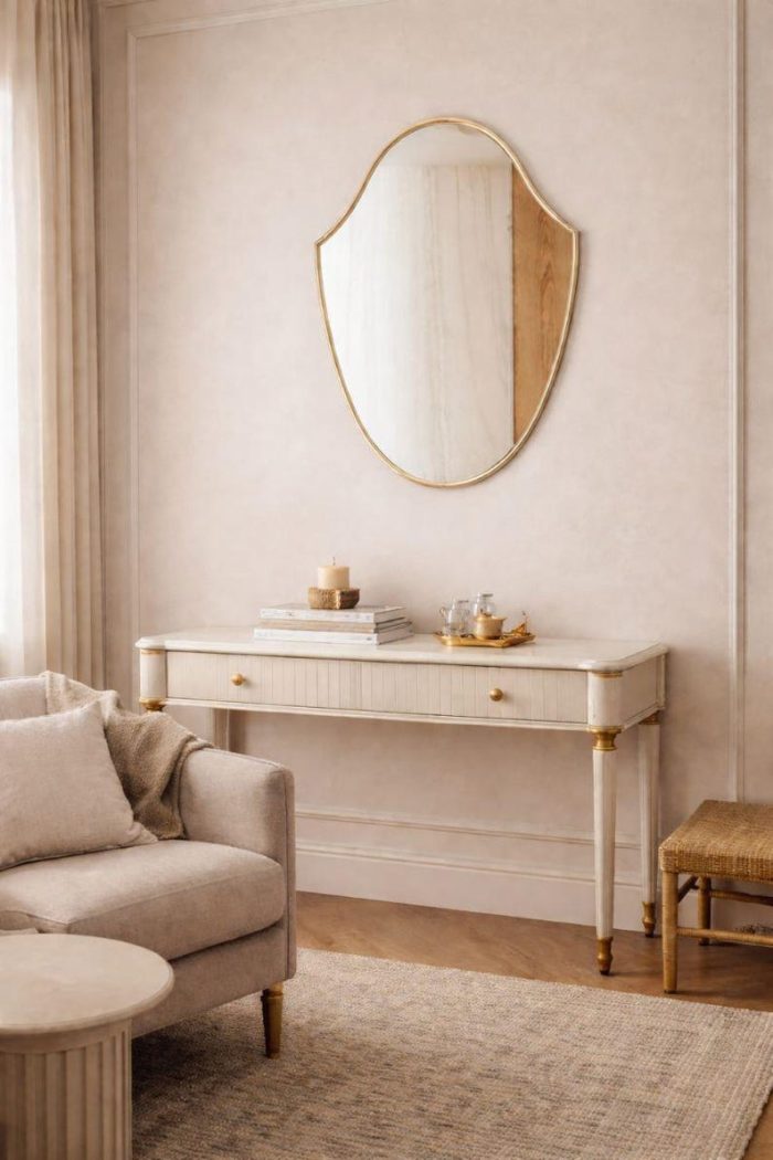 Handcrafted Octagonal Brass Mirror – Gold Frame Moroccan Bathroom Wall Mirror - Image 7