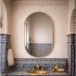 Handcrafted Arched Brass Mirror – Gold Frame Moroccan Bathroom Wall Mirror