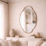 Handcrafted Decorative Arched Brass Mirror – Gold Frame Wall Mirror for Living Room & Entryway