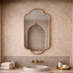 Scalloped Brass Wall Mirror – Elegant Vanity Mirror for Bedroom or Living Room