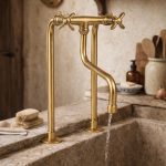 Unlacquered Brass Kitchen Faucet – Handmade Moroccan Bridge Faucet with Long Legs