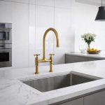 Solid Brass Bridge Kitchen Faucet with Cross Handles – Vintage Style - Image 3