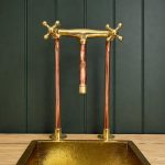 Unlacquered Brass Kitchen Faucet – Handmade Moroccan Bridge Faucet with Long Legs