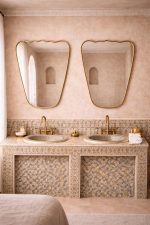 Handcrafted Organic Brass Mirror – Sculptural Gold Frame Bathroom Wall Mirror - Image 7