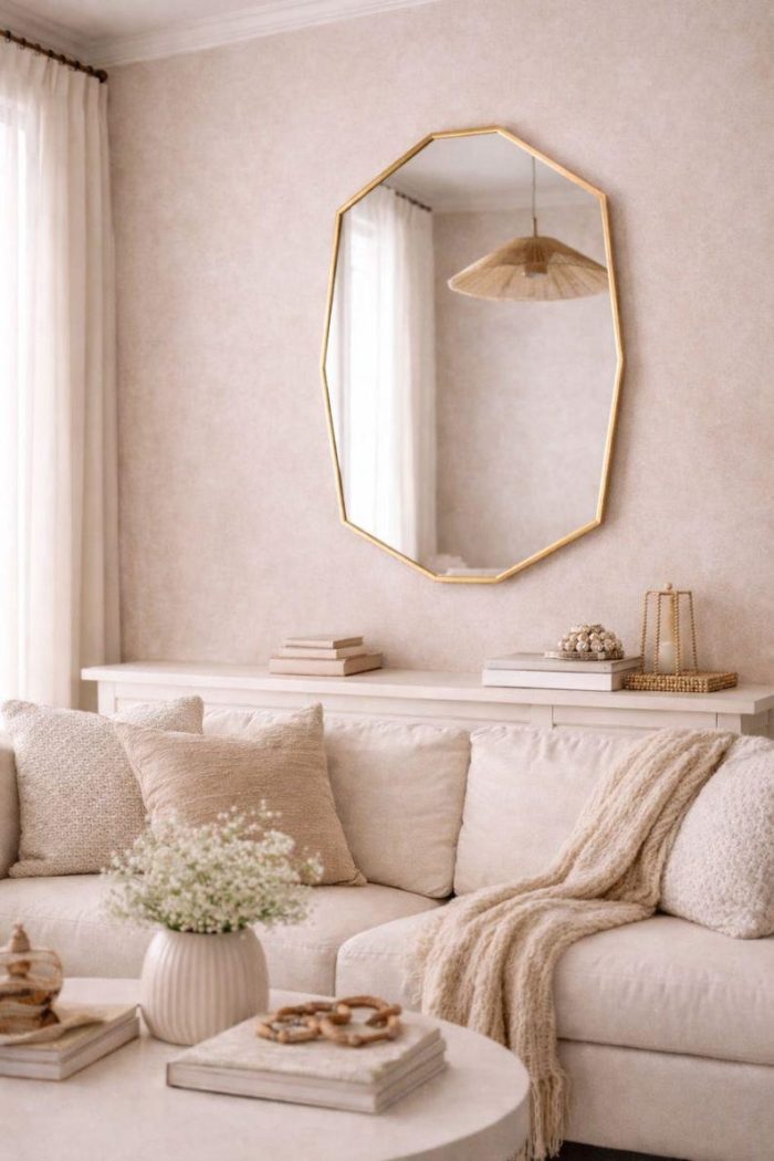 Handcrafted Octagonal Brass Mirror – Gold Frame Moroccan Bathroom Wall Mirror - Image 3