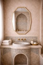 Handcrafted Octagonal Brass Mirror – Gold Frame Moroccan Bathroom Wall Mirror - Image 5