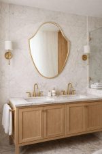 Handcrafted Octagonal Brass Mirror – Gold Frame Moroccan Bathroom Wall Mirror - Image 2