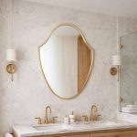 Handcrafted Octagonal Brass Mirror – Gold Frame Moroccan Bathroom Wall Mirror