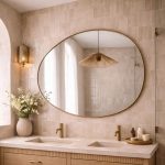 Handcrafted Oval Brass Mirror – Large Gold Frame Wall Mirror for Living Room & Entryway