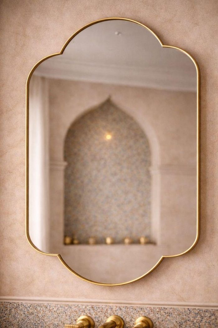 Scalloped Brass Wall Mirror – Elegant Vanity Mirror for Bedroom or Living Room - Image 6