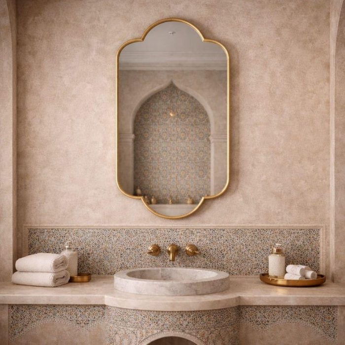 Scalloped Brass Wall Mirror – Elegant Vanity Mirror for Bedroom or Living Room - Image 4