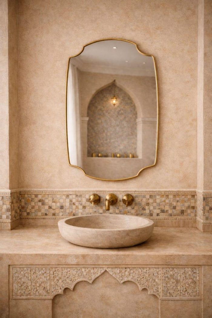 Moroccan Brass Arched Mirror – Handcrafted Wall Mirror for Bathroom And living spaces - Image 3