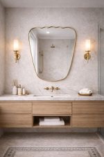 Handcrafted Organic Brass Mirror – Sculptural Gold Frame Bathroom Wall Mirror - Image 2