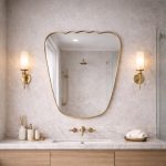 Handcrafted Organic Brass Mirror – Sculptural Gold Frame Bathroom Wall Mirror
