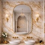 Handmade Moroccan Brass Arched Mirror | Gold Frame Bathroom Mirror - Image 7