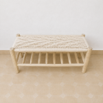 Wooden bench with integrated storage handcrafted from solid eucalyptus wood