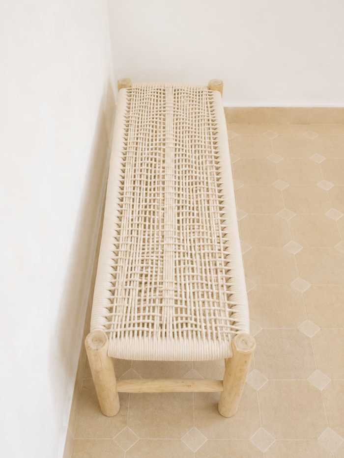 Wooden bench with integrated storage handcrafted from solid eucalyptus wood