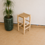 Woven Palm Leaf Bar Chair handcrafted from solid wood with a natural handwoven palm leaf seat