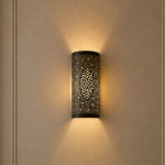 Moroccan Pierced Brass Wall Lamp – Handmade Perforated Cylinder Sconce